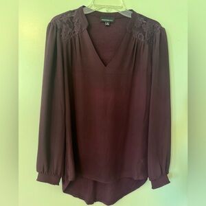 Burgundy lace shoulder women’s blouse